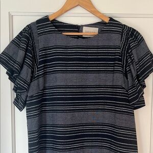 Moon River Black and White Striped Midi Dress